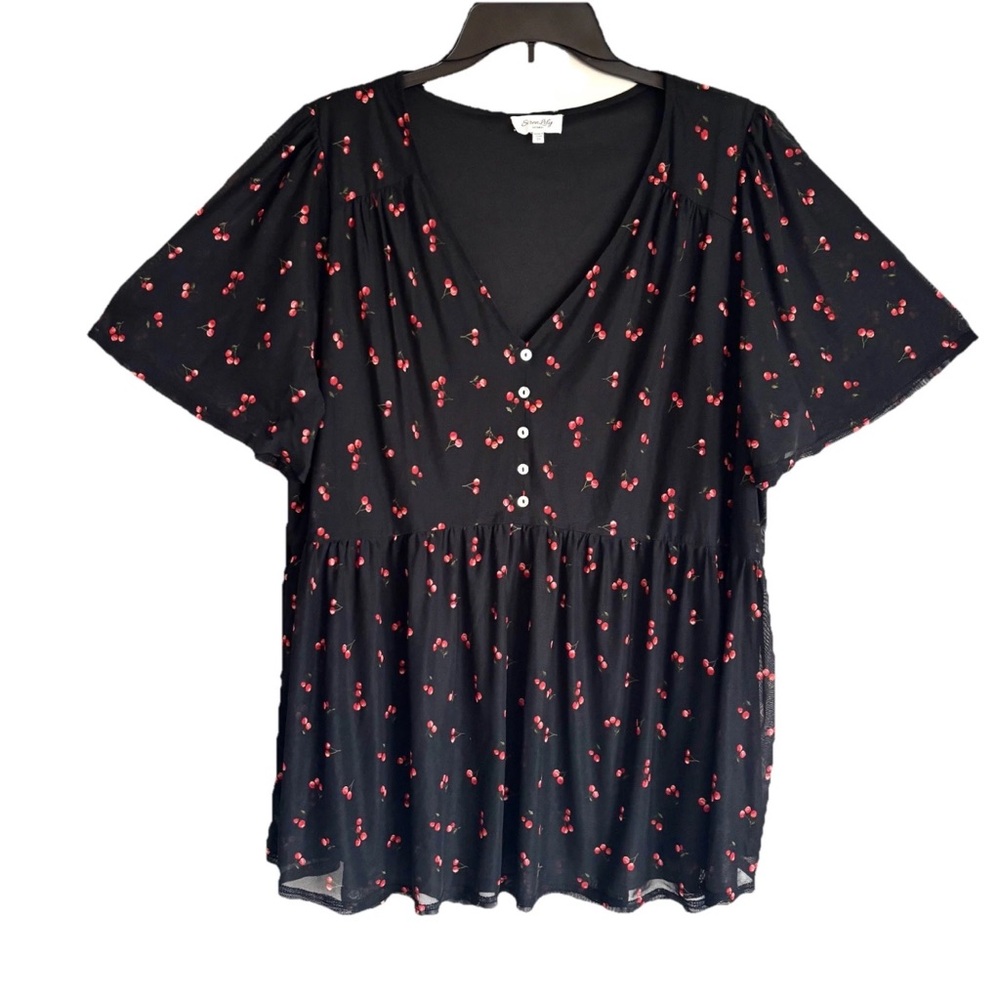Siren Lily Cherry Print Blouse
